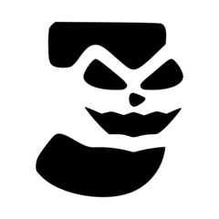 Letter j mad character, Halloween monster doodle clip art