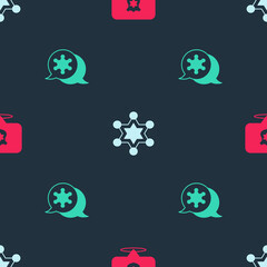 Naklejka premium Set Police badge, Hexagram sheriff and on seamless pattern. Vector