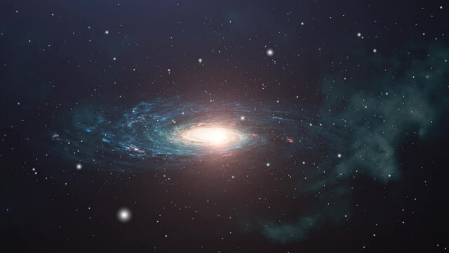 universe, rotating galaxies move floating in space