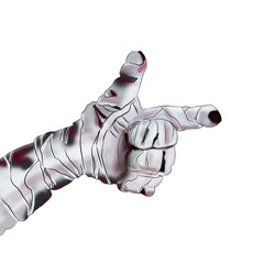 vector 3d model of a scary hand, isolated on white background, pointing to something