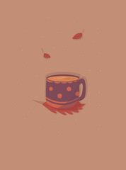 cute illustration of a cup of tea autumn