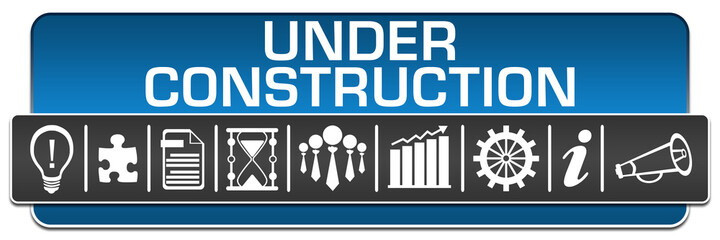 Under Construction Blue Grey Rounded Square Horizontal Symbols 