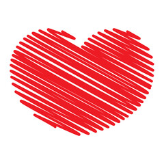 Heart symbol. Scribble, doodle red love shape. Vector illustration isolated on white.
