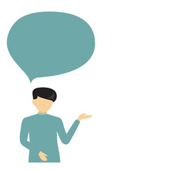 Man with speech bubble isolated on white background. Man with speech bubble, business concept for web site, app, poster, placard and ad. Vector illustration, eps 10