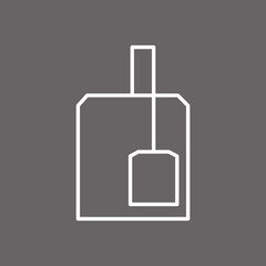 Tea bag thin line icon isolated on gray background. Trendy tea bag icon for web site, label, app, logo and restaurant menu. Modern icon for print materials, vector illustration