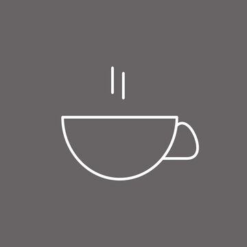 Coffee cup thin line icon isolated on gray background. Trendy coffee cup icon for web site, label, app, logo and restaurant menu. Modern icon for print materials, vector illustration