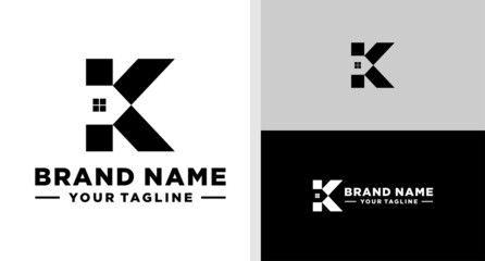 LETTER K LOGO HOME NEGATIVE SPACE EDITABLE