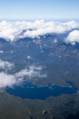 the lake view above the mountain clouds 