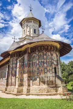 Old church of Moldovita Monastery in Vatra Moldovitei, Romania