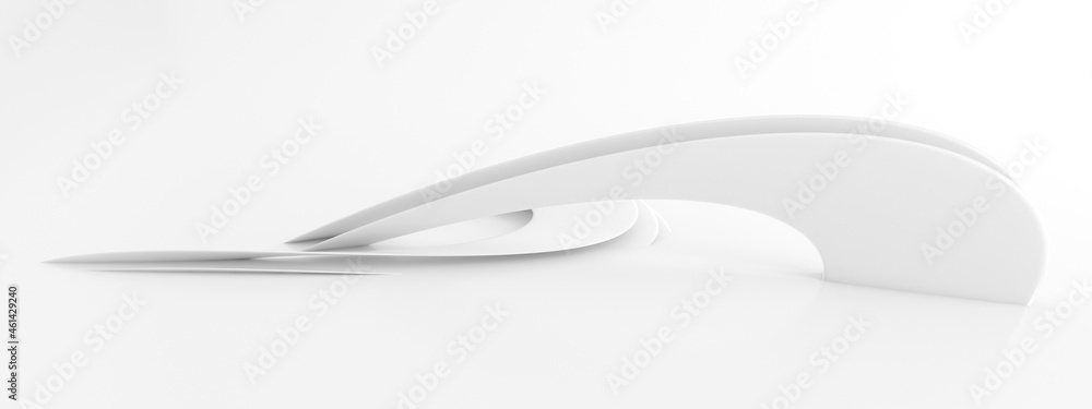 Poster abstract of white lines background, minimal dynamic shape, 3d rendering.