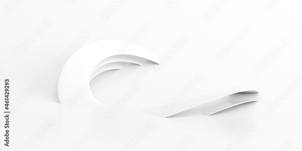 Poster Abstract of white lines background, Minimal dynamic shape, 3d rendering.