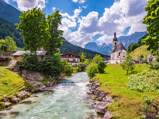 Fototapeta na wymiar Skyline of Ramsau in Berchtesgaden