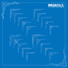 Set of linear high-tech corners for decoration window interface design megapack volume two