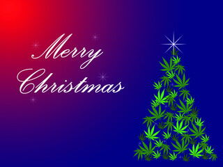 Fototapeta na wymiar Christmas Tree and Cannabis leaves vector background