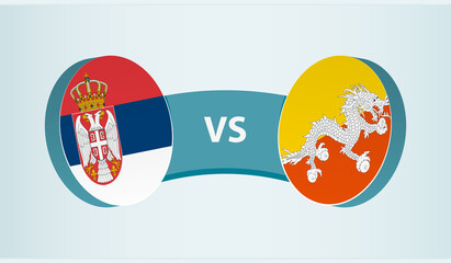 Serbia versus Bhutan, team sports competition concept.