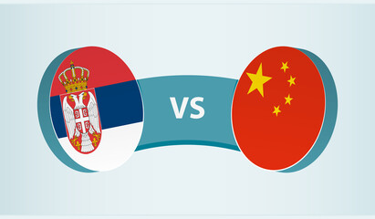 Serbia versus China, team sports competition concept.