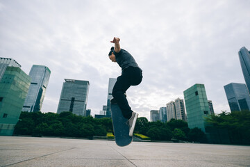 Skateboarder skateboarding outdoors in city