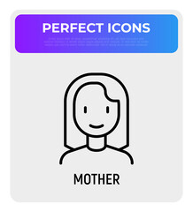 Smiling woman thin line icon. Modern vector illustration of avatar.