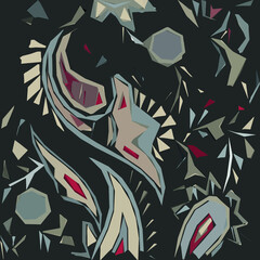 Fototapeta na wymiar Abstract diagonal pattern from a modified image of a mixed autumn forest. Diagonal ornament in natural colors of autumn forest camouflage Leopard pattern.