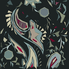 Abstract diagonal pattern from a modified image of a mixed autumn forest. Diagonal ornament in natural colors of autumn forest camouflage Leopard pattern.