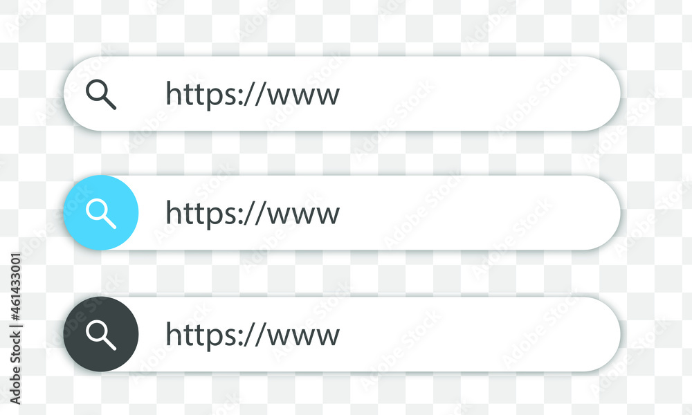 Poster search here. search bar set for ui. search bar vector icons in flat design, isolated on transparent 