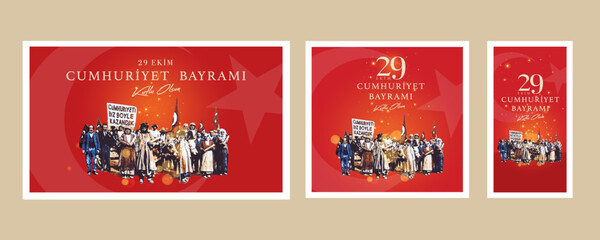 29 ekim Cumhuriyet Bayrami kutlu olsun, Republic Day Turkey. Translation: 29 october Republic Day Turkey and the National Day in Turkey happy holiday. graphic for design elements vector illustration.