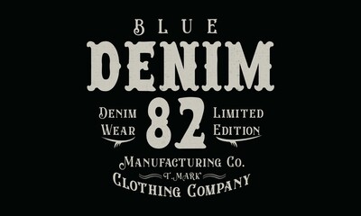 Blue Denim supply Original College Vintage varsity vector tee shirt graphics and grunge artwork -1	
