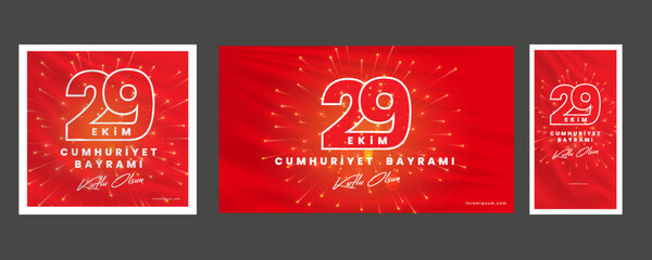 29 ekim Cumhuriyet Bayrami kutlu olsun, Republic Day Turkey. Translation: 29 october Republic Day Turkey and the National Day in Turkey happy holiday. graphic for design elements vector illustration.
