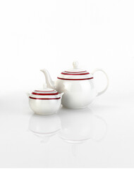 porcelain tea pot and sugar cup