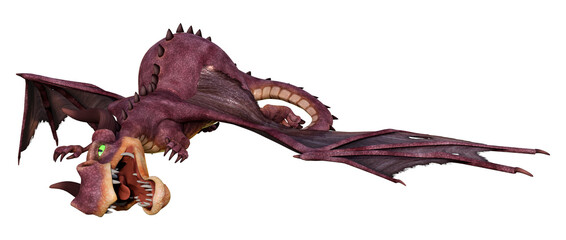 3D Rendering Fairy Tale Dragon on White