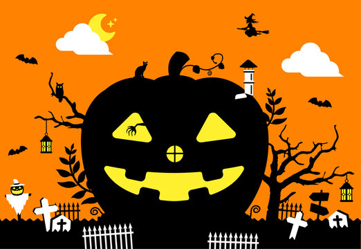 Halloween motif pumpkin house illustration