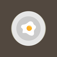 Vector graphic illustration, fried egg on a plate, simple flat design concept