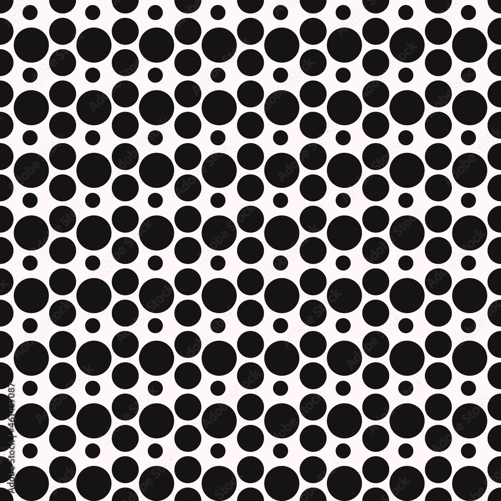 Poster dotted black pattern. seamless sample with bubble mesh. vector repeated circles wallpaper.