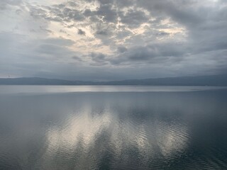 Sky reflection on the perfect surface of the lake