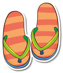 Sticker design with summer sandals isolated