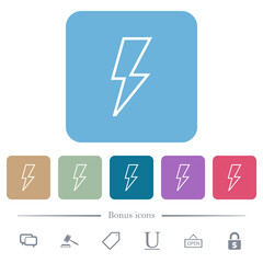 Flash outline flat icons on color rounded square backgrounds
