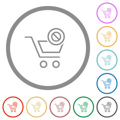 Cart disabled outline flat icons with outlines