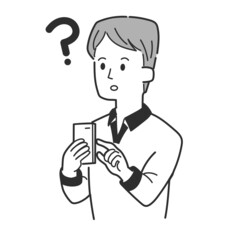 スマホ操作で迷っている男性