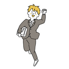 ジャンプしている男性会社員	