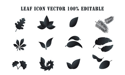 leaf icons set on white background