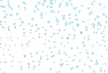 Light BLUE vector background with music symbols.