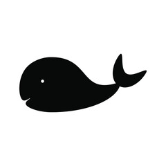 A flat whale icon, a simple whale illustration, a sea life logo