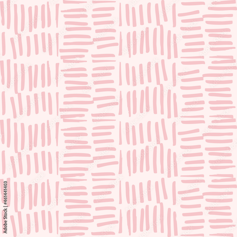 Aufkleber Simple vector geometric abstract seamless pattern. Monochrome pink and white minimalist repeat. Small elements in rows. Graphic texture for fabric, apparel, wallpaper.