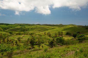 Beautiful green slopes on the island of Nusa Penida