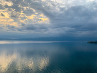 Sky reflection on the perfect surface of the lake
