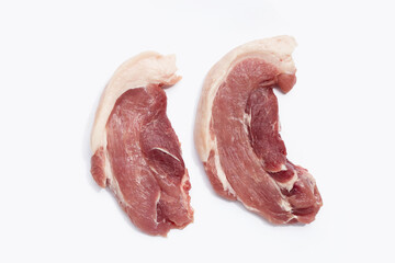 Pork meat on white background.