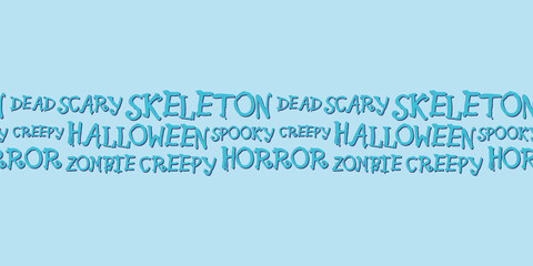 Vector blue text halloween centered repeat pattern