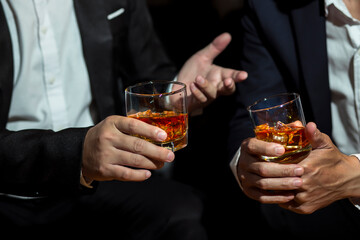 whiskey, for a friendly party in a bar or a restaurant.
