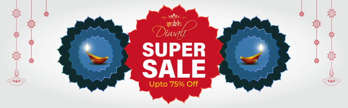Diwali Festive Season Sale banner, Limited offer Dipawali, Indian festival, Diya lamp, oil lamp, vector illustration offer banner, advertisement