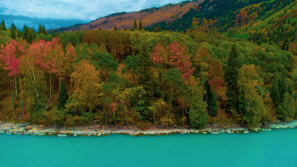 autumn in the mountains, alpine lake